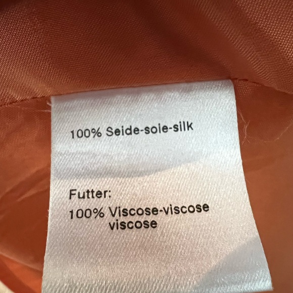 RARE Vintage Akris Punto silk orange knee-length pleated flared dress lace - Picture 11 of 12